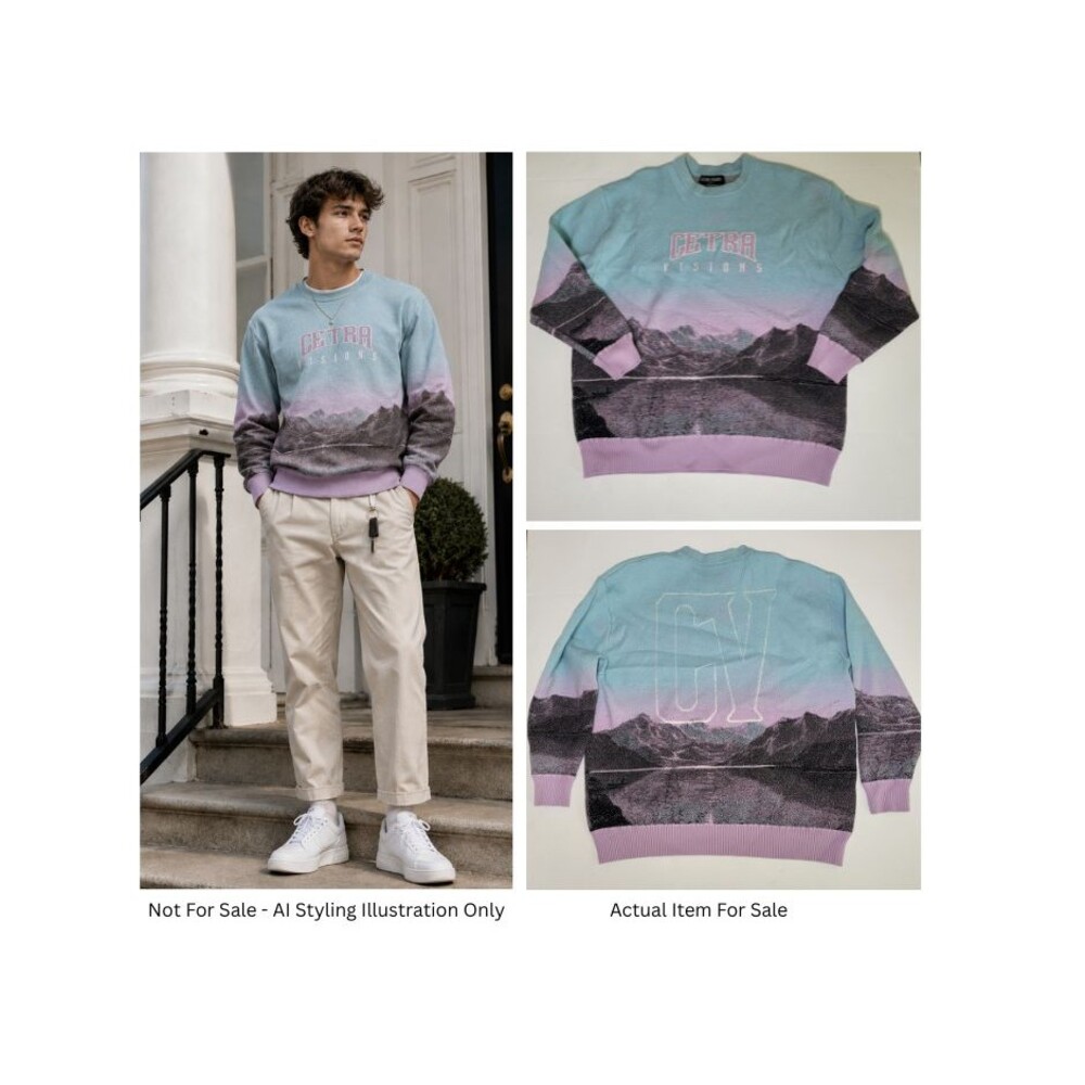 Cetra Visions Crewneck Sweater Unisex S Alpine Mountains AOP Marino Morwood